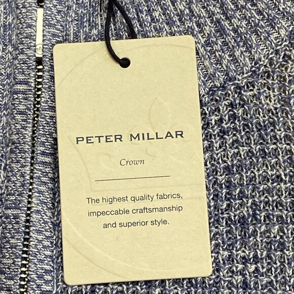 Peter Millar Heathered Blue Zip-Up Sweater - Picture 7 of 15